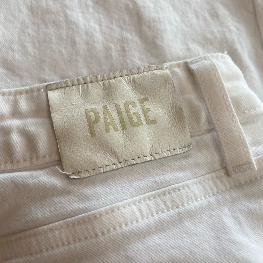 Paige Claudine High Rise Boot Cut White Denim Jeans Women’s 32 / 12 Distressed - Picture 6 of 8